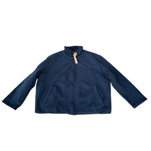 SKIMS‎ Mens Heavy Fleece Collared Zip Up Jacket Navy Blue ZU-ZUP-8703M XL NWT